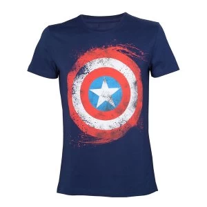 Image of Marvel Comics - Swirling Shield Mens XX-Large T-Shirt - Blue