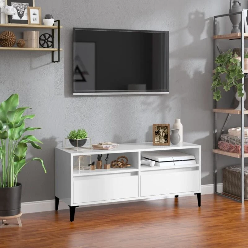 Image of VIDAXL TV Cabinet High Gloss White 100x34.5x44.5cm Engineered Wood vidaXL 8720845878092
