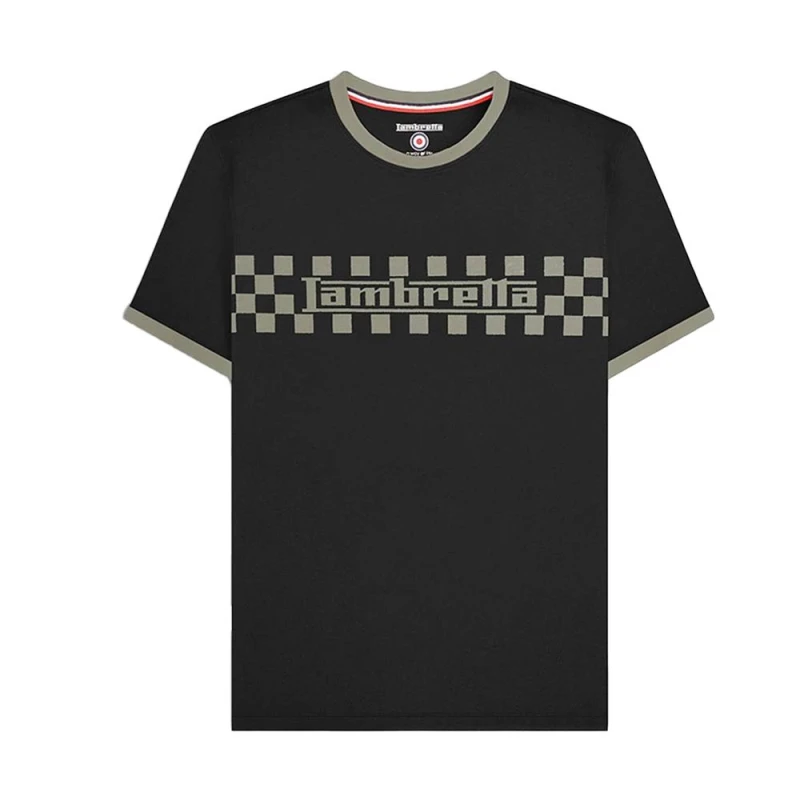 Image of Lambretta Mens Ringer Two Tone T-Shirt in Black Size: 2XL Black Male 2XL