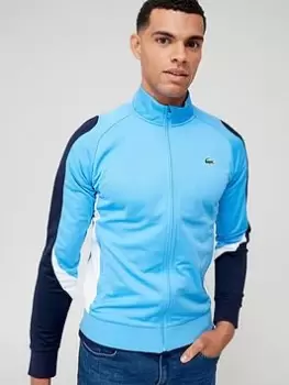 Image of Mens Lacoste SPORT Classic Fit Zip Tennis Sweatshirt Size 8 - 3XL Blue / Navy Blue / White