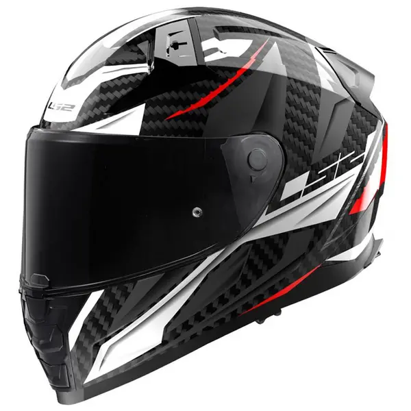 Image of LS2 FF811 Vector II Carbon Savage White Red Grey Full Face Helmet Size 2XL