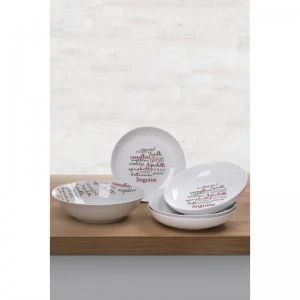 image of 5 Piece Italian Red and Green Script Pasta Set