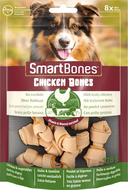 Image of SmarBones SmartBones Mini Chicken Rawhide Free Bones Dog Treats, 128g