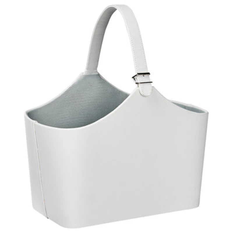 Image of Beliani Basket Elam Faux Leather Light Grey