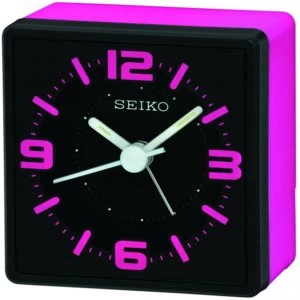 image of Seiko Analogue Bedside Alarm Clock - Pink