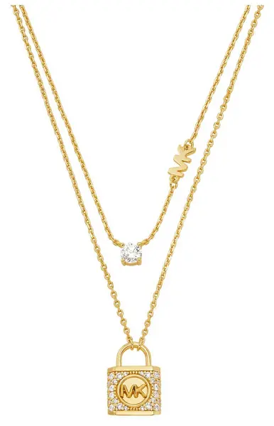 Image of Michael Kors MKC1630AN710 Double Layer Padlock Necklace Jewellery