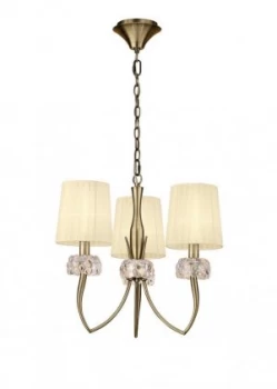 Image of Ceiling Pendant 3 Light E14, Antique Brass with Cream Shades