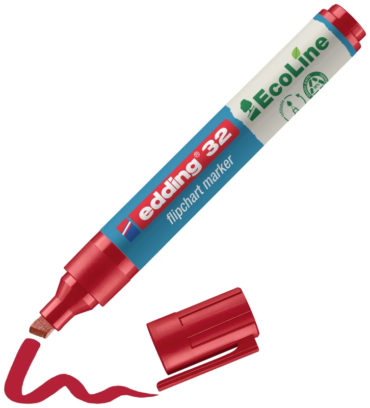Image of Edding Edding 4-32002 Flipchart marker 32 EcoLine Wedge tip 1 - 5mm Red 4-32002