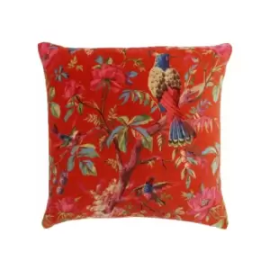 Image of Riva Paoletti - Paradise Faux Velvet Cushion Cover, Orange, 50 x 50 Cm