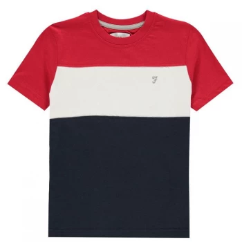 Image of Farah Colour Block T-Shirt - Tango Red