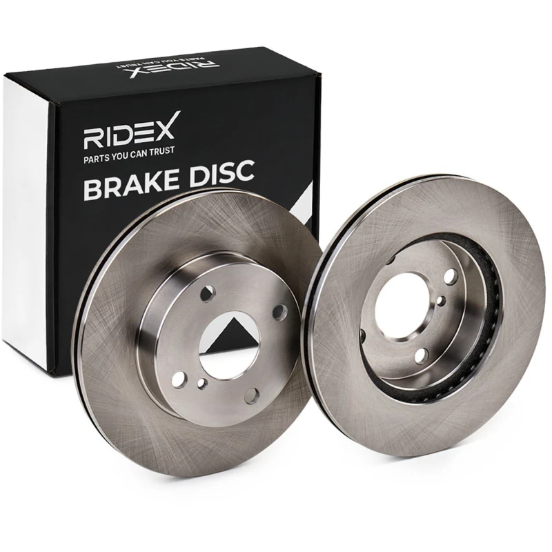 Image of RIDEX 82B0774 Brake disc Front Axle, Vented, Cast Iron, Uncoated, Untreated, without bolts/screws Cast Iron Brake Disc (82)