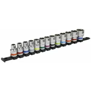 Image of Sealey AK2661 Socket Set 13pc 1/2"Sq Drive 6pt WallDrive Metric