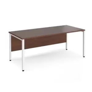 image of Office Desk 1800mm Rectangular Desk With Bench Leg Walnut Tops With White Frames Maestro 25