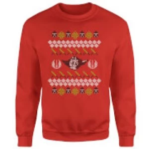 Image of Star Wars Yoda Sabre Knit Red Christmas Sweatshirt - XXL - Red