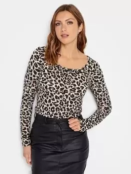 Image of Long Tall Sally 3/4 Sleeve Scoop Neck Natural Animal Tee, Natural, Size 10, Women