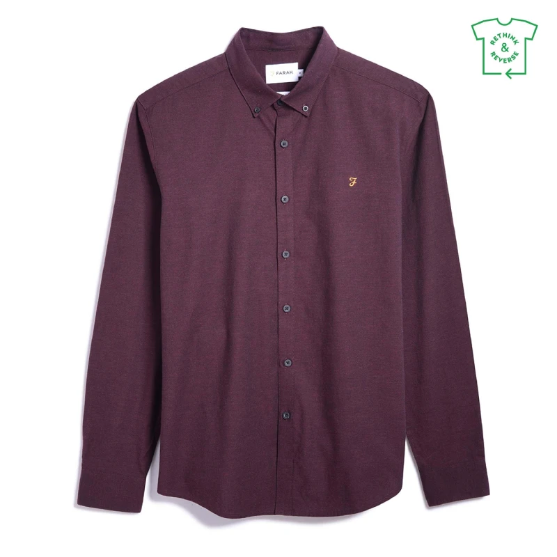 Image of Farah Steen Brushed Cotton Long Sleeve Shirt Adults - Red Red XS