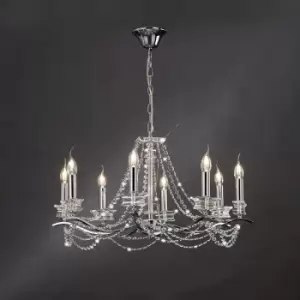 Image of Nydia pendant lamp 8 Bulbs polished chrome / crystal