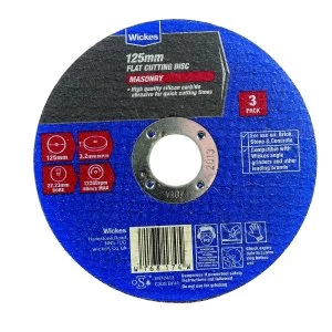 image of Wickes Masonry Flat Cutting Disc 125mm Pack of 3