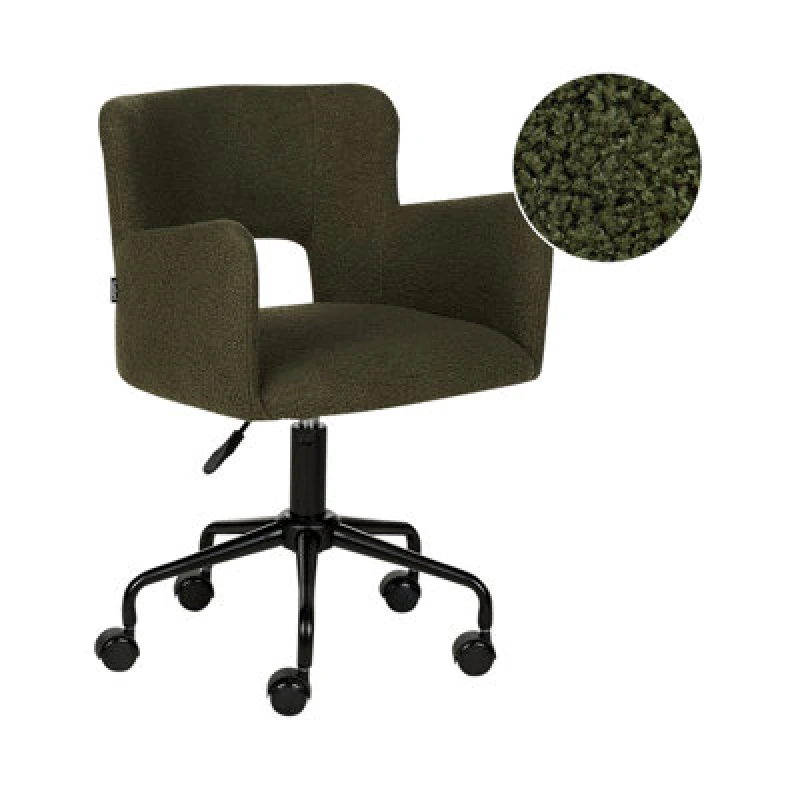 Image of Beliani Desk Chair Sanilac Ii Boucle Dark Green