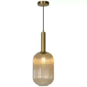 image of Lucide MALOTO - Pendant Light - Ø20cm - 1xE27 - Amber