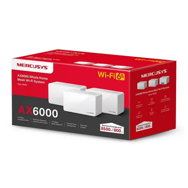 Image of TP Link Mercusys AX6000 Whole Home Mesh WiFi 6 System HALO H90X(3-PACK)