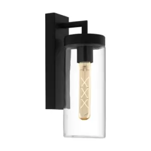 Image of IP44 Outdoor Wall Light Black & Clear Glass shade 1x 60W E27 Bulb Porch Lamp