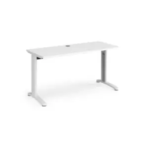 Image of Office Desk Rectangular Desk 1400mm White Tops With White Frames 600mm Depth TR10