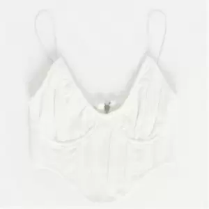 image of Missguided Petite Crepe Strappy Corset Top - White