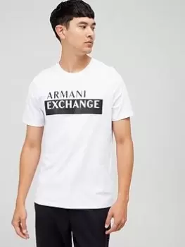 Image of Armani Exchange Debossed Textured Logo T-Shirt - White Size M Men