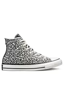 Image of Converse Chuck Taylor All Star Hi Top Trainers - Leopard Print, Leopard Print, Size 3, Women