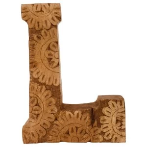 Letter L Hand Carved Wooden Flower