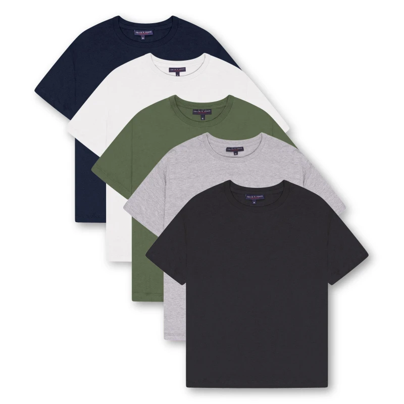 Image of Smith & Jones 5 Pack 'Coulter' T-Shirt Khaki