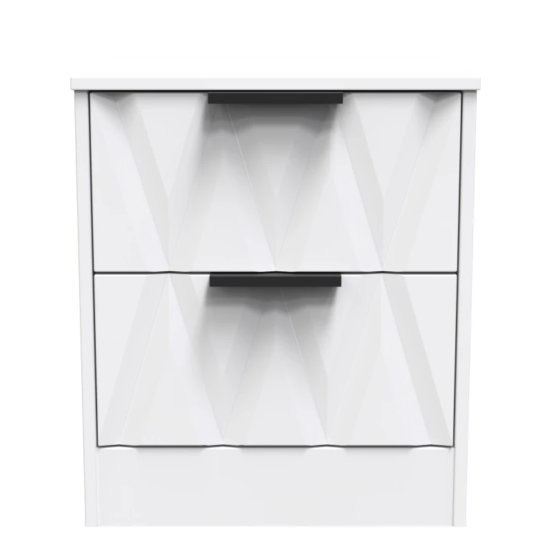 Image of Ready Assembled 2 U Washington 2 Drawer Bedside Cabinet (Ready Assembled) in White White Unisex