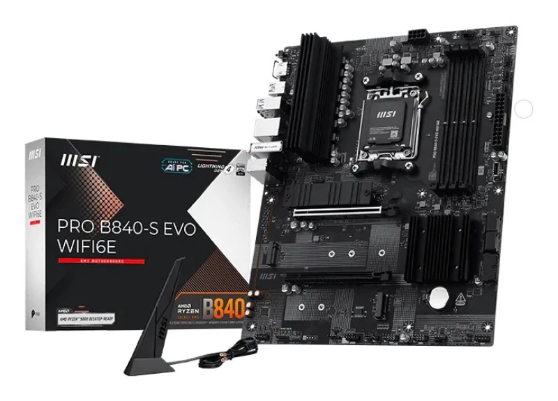 Image of MSI PRO B840-S EVO WIFI6E AMD B840 ATX Socket AM5 Motherboard PRO B840-S EVO WIFI6E