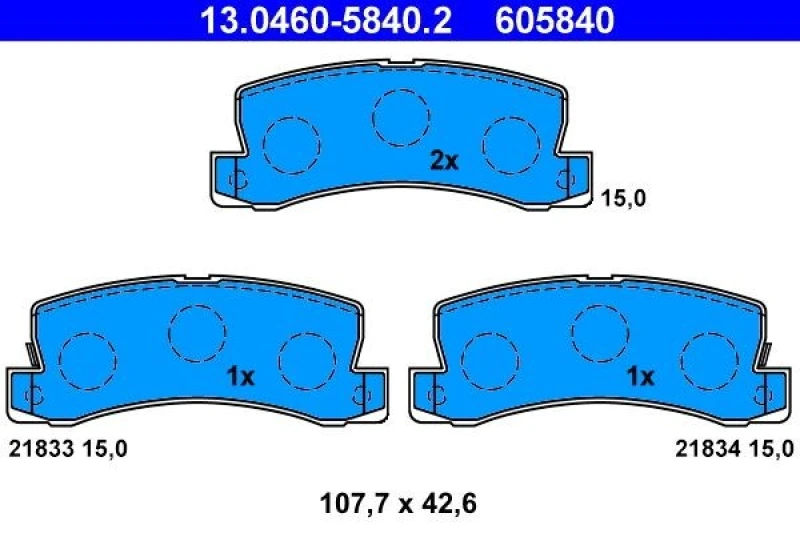 Image of ATE 13.0460-5840.2 Brake pad set with acoustic wear warning Brake Pad Set,disc brake (402)