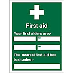 image of First Aid Sign First Aider Plastic 60 x 45 cm