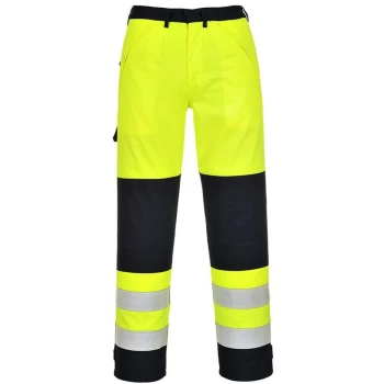 Image of Portwest - FR62YNRXXXL - sz 3XL Hi-Vis Multi-Norm Trousers - Yellow/Navy