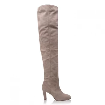 image of Reiss Reiss Raquel Knee High Boots - Mushroom