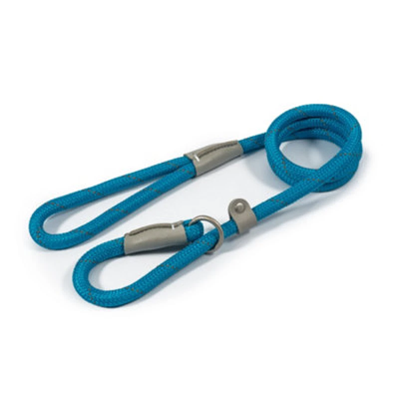 Image of Viva Reflective Rope and Real Leather Slip Lead 150 x 1.2cm Blue