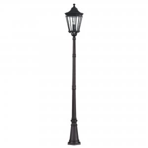 Image of 3 Light Large Outdoor Post Lantern Black IP44, E14