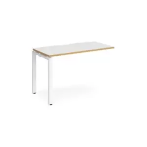 Image of Bench Desk Add On Rectangular Desk 1200mm White/Oak Tops With White Frames 600mm Depth Adapt