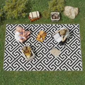 Image of Outsunny 152 x 243 cm(5x 8ft) Outdoor Reversible Rug - Black and White
