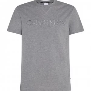 Image of Calvin Klein Embroidered Crew T Shirt - Grey Heather