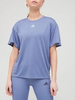 Image of adidas Training Heat.Rdy 3 Stripes T-Shirt - Violet, Violet, Size 2XL, Women