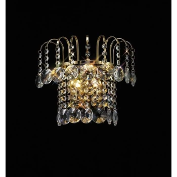 Image of Rosina wall light with switch 2 lights gold / crystal