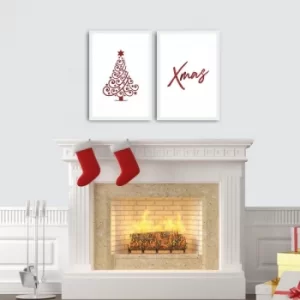 Image of 2PBCTNOEL-03 Multicolor Decorative Framed MDF Painting (2 Pieces)