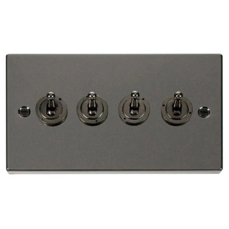 Image of SE Home Black Nickel 4 Gang 2 Way 10AX Toggle Light Switch Black