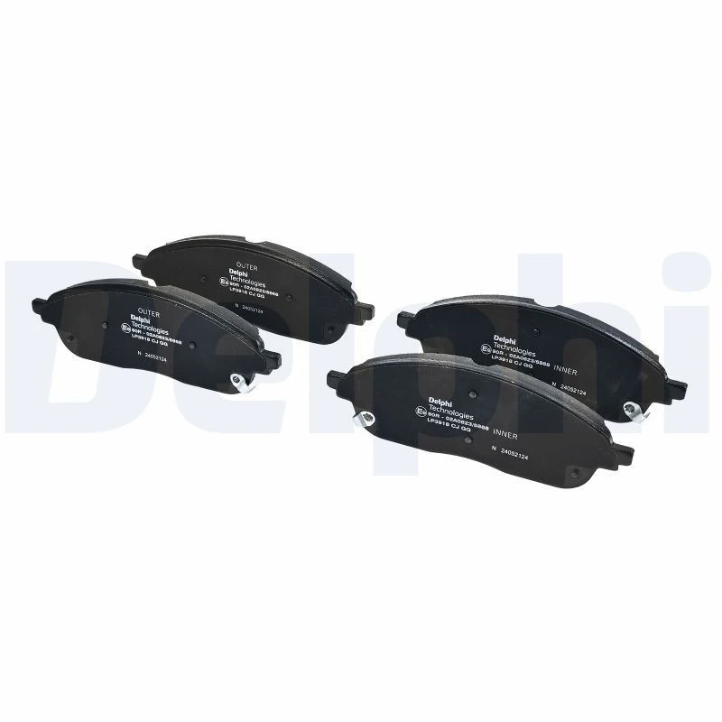 Image of DELPHI LP3918 Brake pad set with acoustic wear warning, without accessories, with anti-squeak plate Brake Pad Set,disc brake (402)