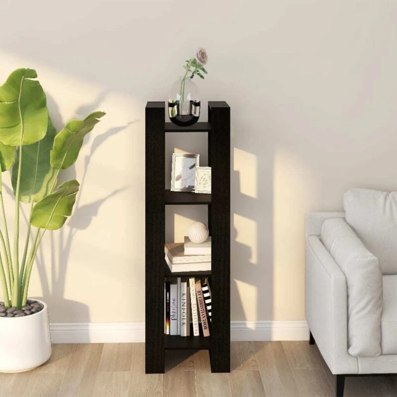 Image of VIDAXL Vidaxl - Book Cabinet/Room Divider Black 41x35x125cm Solid Wood Pine 8720286905067