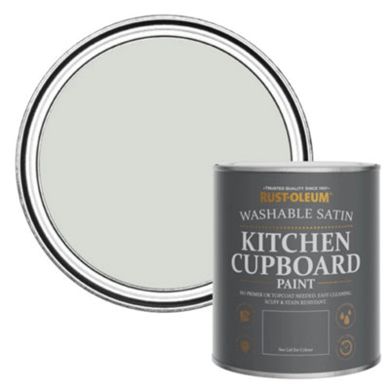 Image of Rust-Oleum Winter Grey Satin Kitchen Cupboard Paint 750Ml